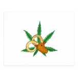 Aries zodiac with cannabis leaf post card
