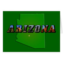 Arizona Map and Picture Text Greeting Cards