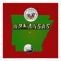 Arkansas Map, Seal and State Quarter Personalized Invitation