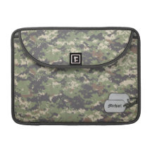 Army Green Digirtal Camouflage w/ ID Tag Sleeve For MacBook Pro