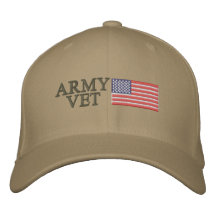 Army Vet with American Flag Baseball Cap