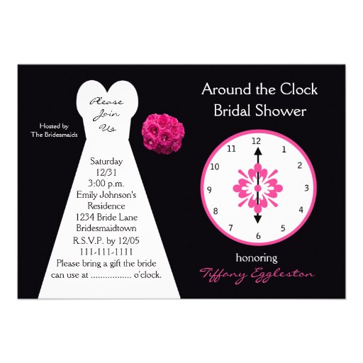 Around the Clock Bridal Shower Invitations