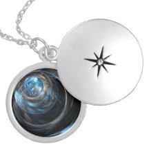 Around the World Abstract Silver Locket