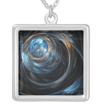 Around the World Abstract Silver Necklace