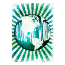 around the world : globe burst custom invite