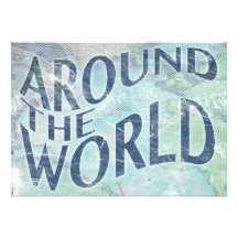 around the world : passport page personalized invites