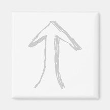 Arrow Pointing Up. Grey on White. Fridge Magnet