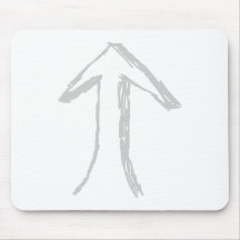 Arrow Pointing Up. Grey on White. Mouse Mat
