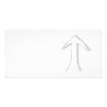 Arrow Pointing Up. Grey on White. Customized Photo Card
