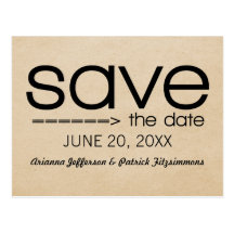 Arrow Typography Save the Date Postcard, Black