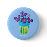 Art Badge Button: Pansies in a vase buttons