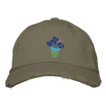 Art Cap: Pansies in a Lime Pot and Signature embroidered hats