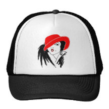 Art Deco Beautiful Woman Red Hat