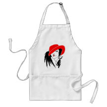 Art Deco Beautiful Woman Red Hat Apron