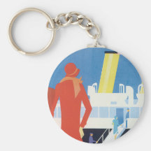 Art Deco Belgian Ferry Poster Keychain