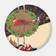Art Deco Christmas Santa Magnet