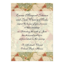 art deco floral personalized invitations