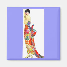 Art Deco Lady in formal Gown Fridge Magnets