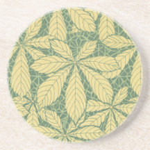 art deco nature leaves pattern art beverage coaster