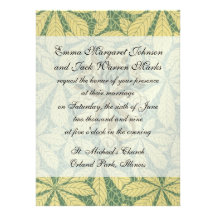 art deco nature leaves pattern art personalised invitation