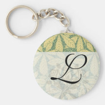 art deco nature leaves pattern art keychain