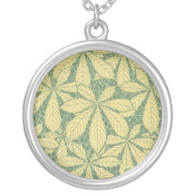 art deco nature leaves pattern art necklace