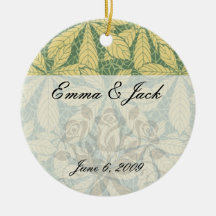 art deco nature leaves pattern art christmas tree ornament