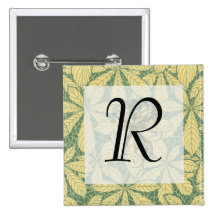 art deco nature leaves pattern art pinback buttons