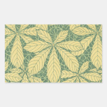 art deco nature leaves pattern art rectangular stickers