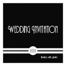 Art Deco Noir Chic Black and White Formal Custom Invites