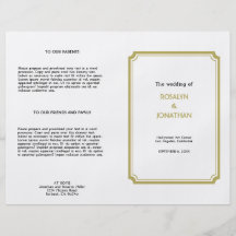 Art deco retro Hollywood white tan wedding program Flyer Design
