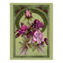Art Deco Roses Post Cards