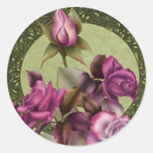 Art Deco Roses Round Sticker