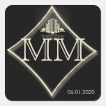 Art Deco Tower Ray Monogram Sticker