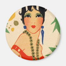 Art Deco Vamp, 1920s Flapper Refrigerator Magnet