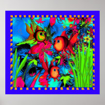Art For Kid's Poster Goldfish Underwater