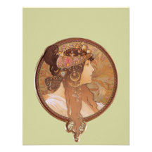 Art Nouveau - Alphonse Mucha Byzantine Head Custom Invitation