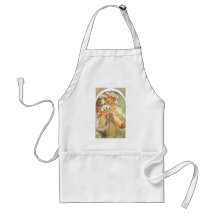 Art Nouveau - Alphonse Mucha "Flower" Aprons