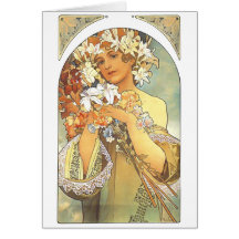 Art Nouveau - Alphonse Mucha "Flower" Greeting Cards
