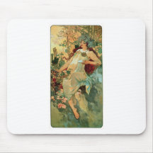 Art Nouveau ~ Autumn by Alphonse Mucha Mouse Pad