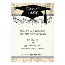 art nouveau beautiful spring floral pattern grad personalized invitations