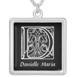 Art Nouveau D Monogram Initial Personalised Custom Necklace