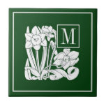 Art Nouveau Daffodil Monogram Ceramic Tile