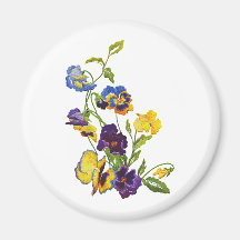 Art Nouveau Embroidered Pansies Magnets