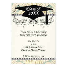 art nouveau floral swirl pattern neutrals grad custom announcements