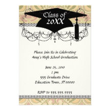 art nouveau flower elegant pattern graduation personalized invitations