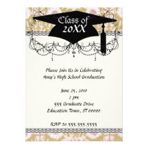 art nouveau flower pattern graduation personalised announcement