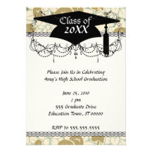 art nouveau fruit and flowers pattern graduation announcements