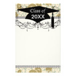 art nouveau fruit and flowers pattern graduation stationery paper