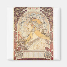 Art Nouveau ~ Mucha ~ LA PLUME Fridge Magnet